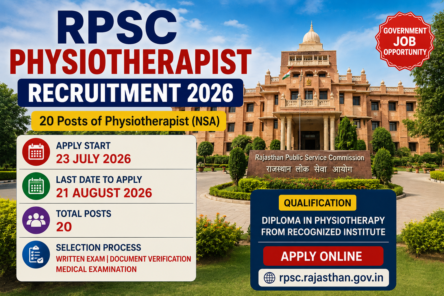 RPSC Physiotherapist Recruitment 2026