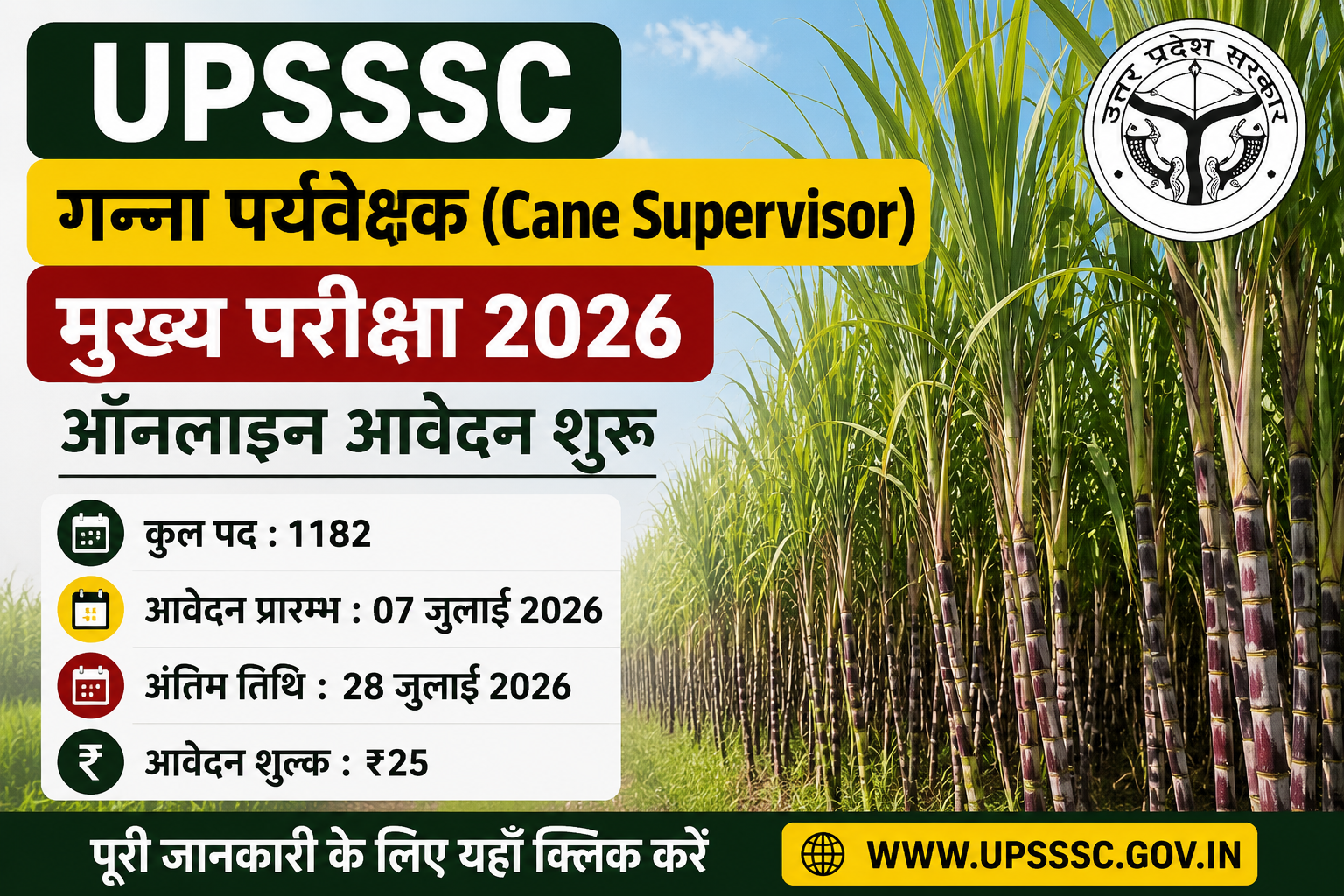 UPSSSC Ganna Paryavekshak Main Exam 2026